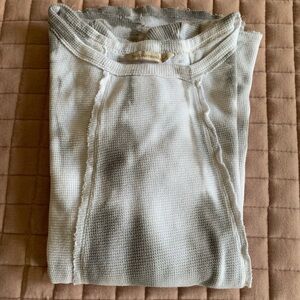 White and Gray Thermal Long Sleeve Top